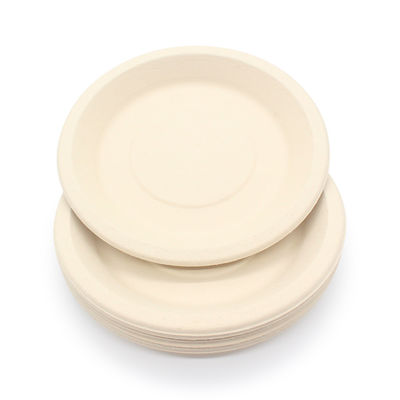 LFGB EU 14cm Handpainted Food Takeaway Boxes 5.5 Inch Round Sugarcane Bagasse Plates