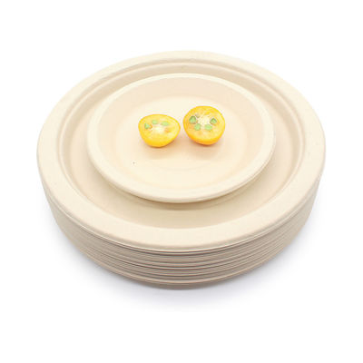 LFGB EU 14cm Handpainted Food Takeaway Boxes 5.5 Inch Round Sugarcane Bagasse Plates